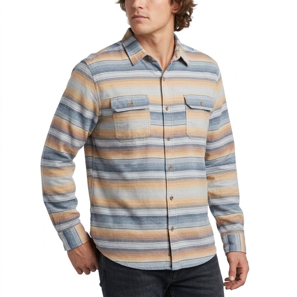 NWT Free nature Wafford Flannel Striped Slim Fit Button-Up Shirt Men Size M